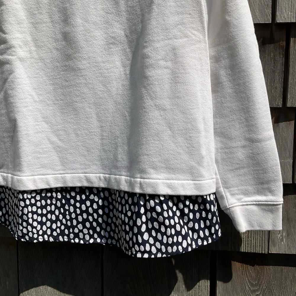 J. Crew Kids White Sweatshirt with Blue Patterned Hem